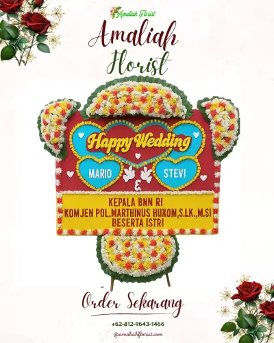 Karangan Papan Bunga Pernikahan di Sakti